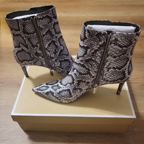 Michael Kors Alina Flex Snake Embossed Leather Side Zip Ankle Booties - Picture 5 of 12